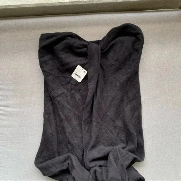 NWT Free People Banita Set Linen Two Piece Matching Pants Top Strapless Black XS - Picture 8 of 9